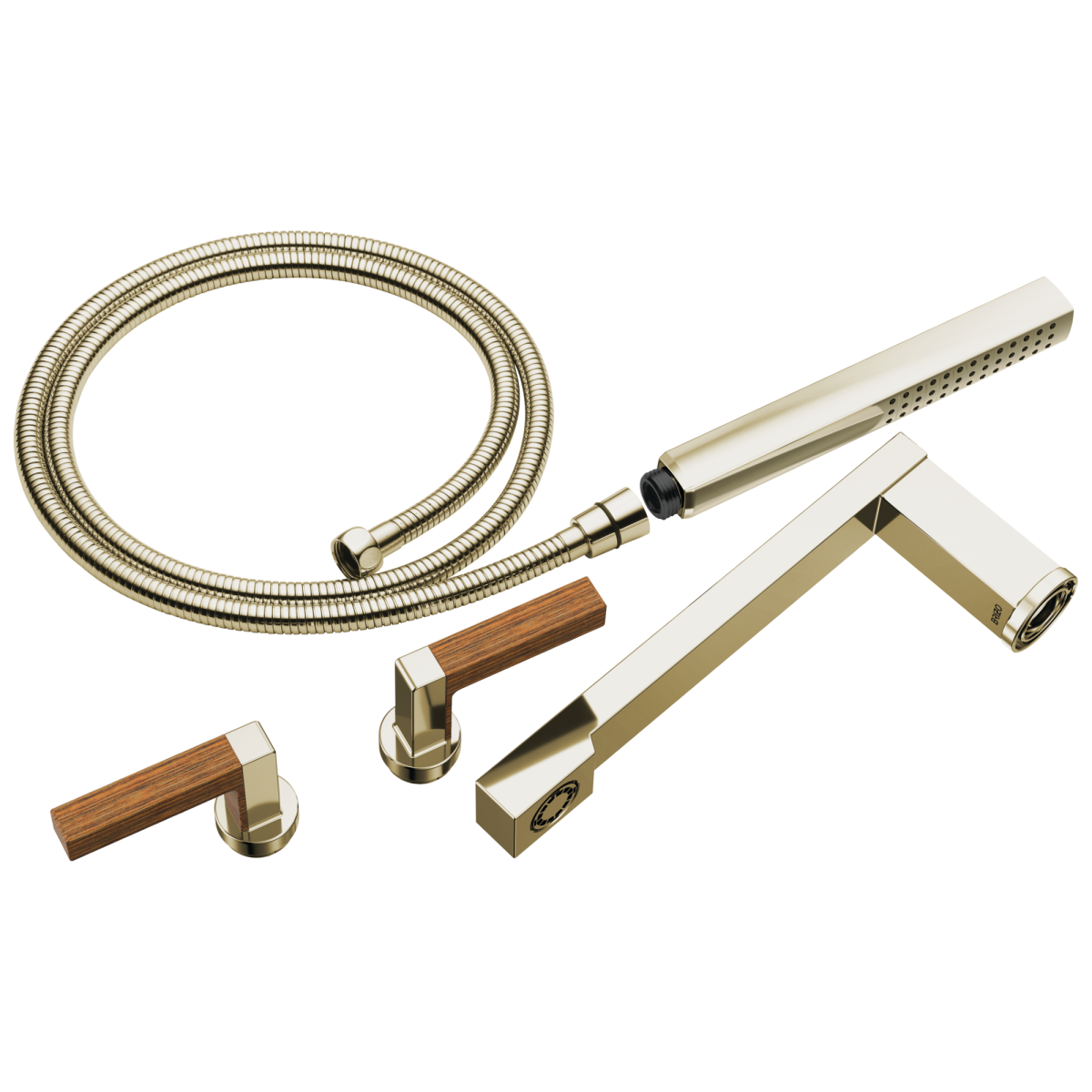 BRIZO Frank Lloyd Wright Two-Handle Tub Filler Trim Kit with Lever Handles — Polished Nickel Wood