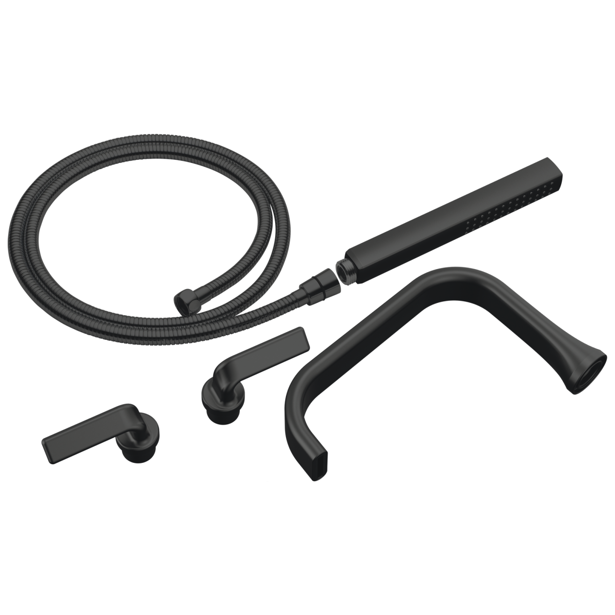 BRIZO Allaria Two-Handle Tub Filler Trim Kit with Twist Lever Handles — Matte Black