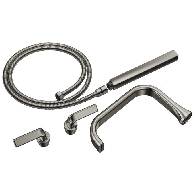 BRIZO Allaria Two-Handle Tub Filler Trim Kit with Twist Lever Handles — Brilliance Black Onyx
