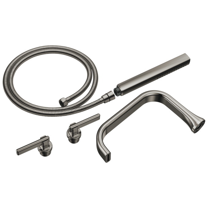 BRIZO Allaria Two-Handle Tub Filler Trim Kit with Lever Handles — Brilliance Black Onyx