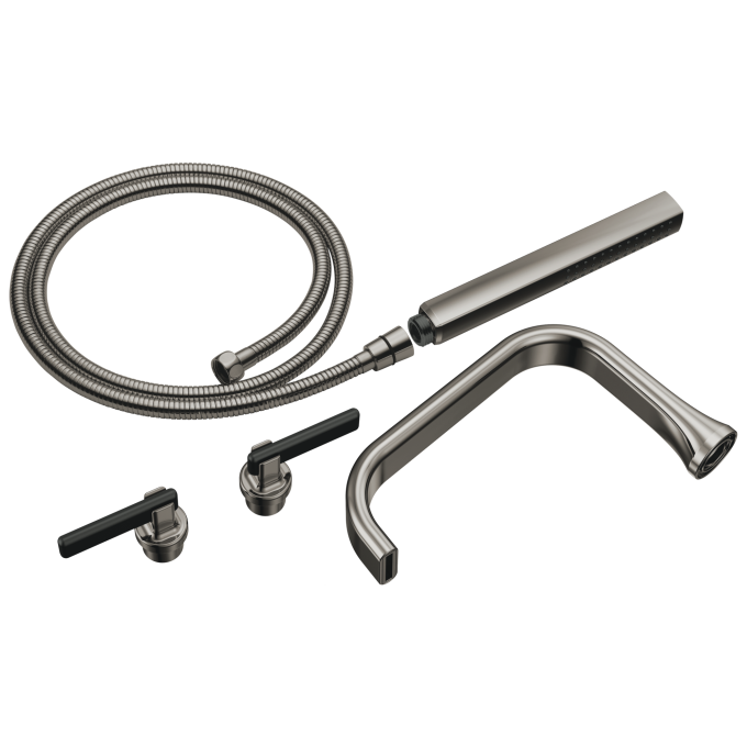 BRIZO Allaria Two-Handle Tub Filler Trim Kit with Lever Handles — Brilliance Black Onyx / Matte Black