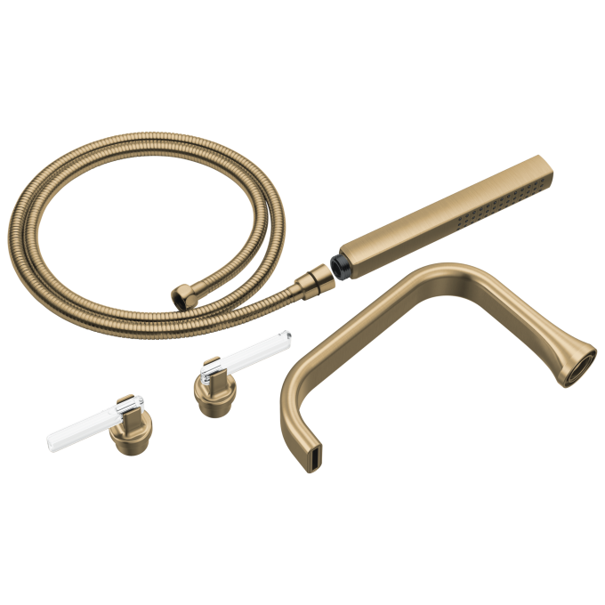 BRIZO Allaria Two-Handle Tub Filler Trim Kit with Lever Handles — Luxe Gold / Clear Acrylic