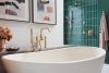 BRIZO Allaria Two-Handle Tub Filler Trim Kit with Lever Handles — Luxe Gold / Clear Acrylic