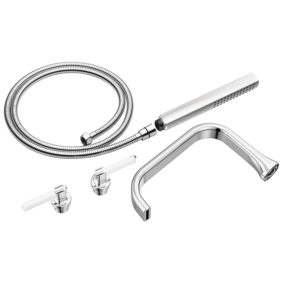 BRIZO Allaria Two-Handle Tub Filler Trim Kit with Lever Handles — Polished Chrome / Clear Acrylic