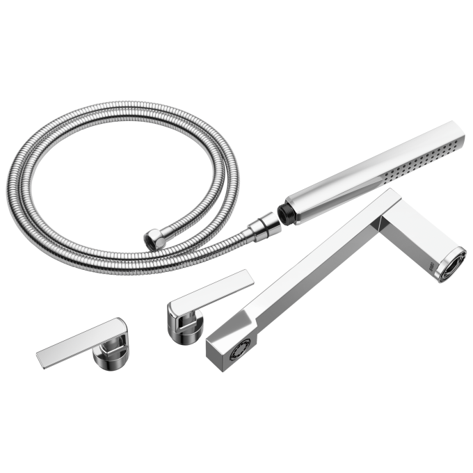 BRIZO Frank Lloyd Wright Two-Handle Tub Filler Trim Kit with Gap Lever Handles — Chrome