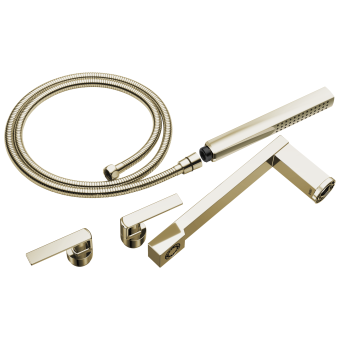 BRIZO Frank Lloyd Wright Two-Handle Tub Filler Trim Kit with Gap Lever Handles — Polished Nickel