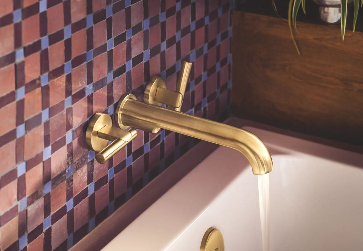 BRIZO Roccesco Two Handle Wall Mount Tub Filler - Less Handles — Luxe Gold