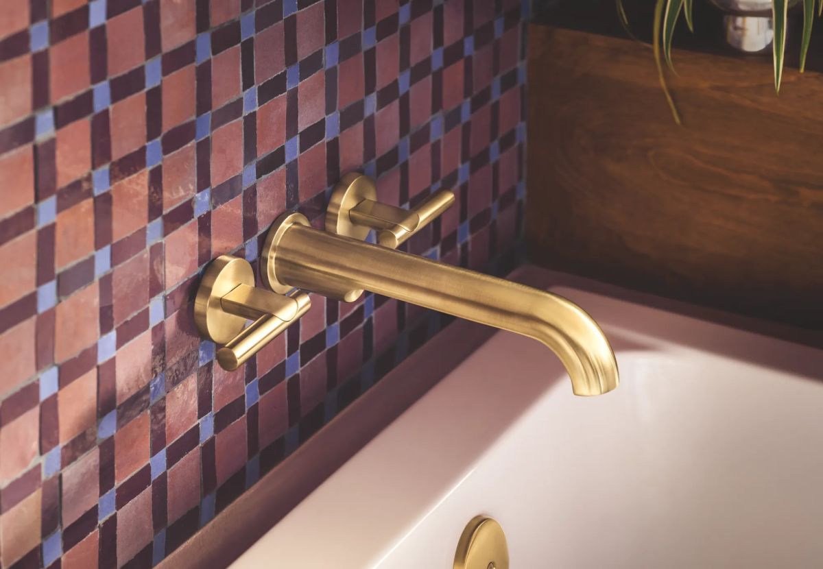 BRIZO Roccesco Two Handle Wall Mount Tub Filler - Less Handles — Luxe Gold