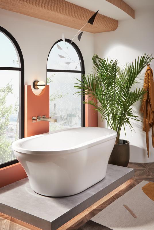 BRIZO Frank Lloyd Wright Two-Handle Wall Mount Tub Filler - Less Handles — Polished Nickel