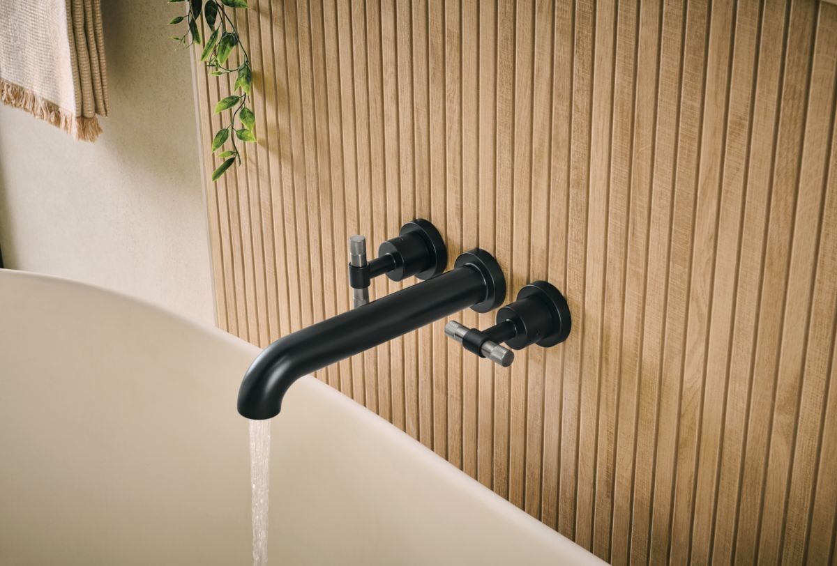 BRIZO Litze Two-Handle Wall Mount Tub Filler - Less Handles — Matte Black