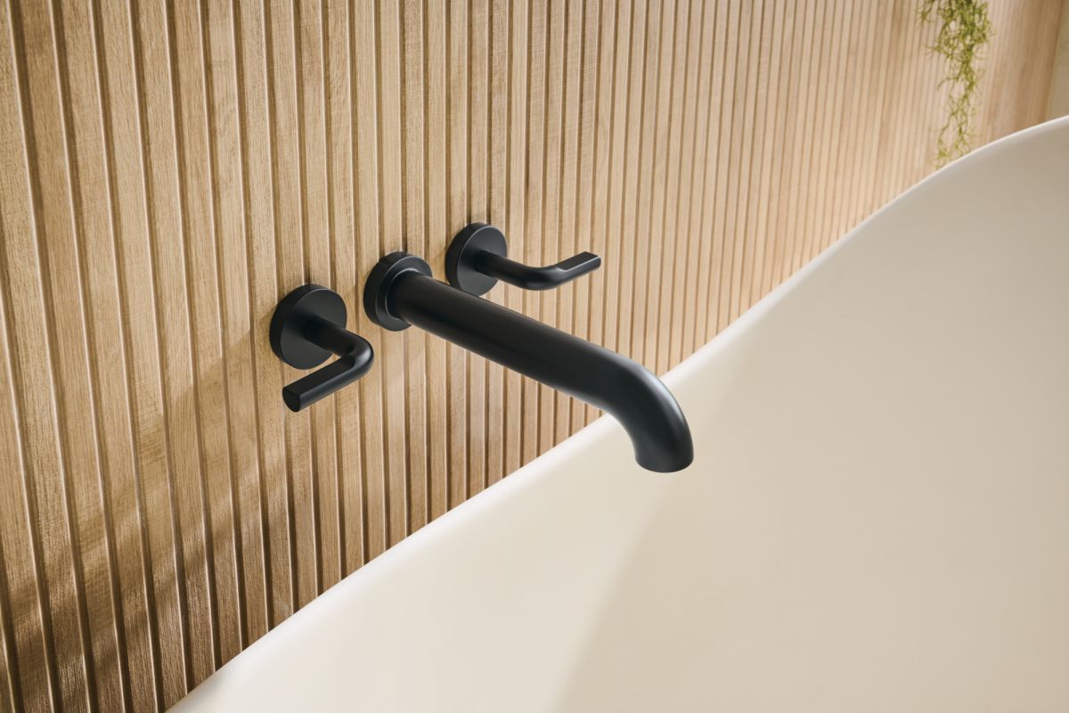 BRIZO Litze Two-Handle Wall Mount Tub Filler - Less Handles — Matte Black