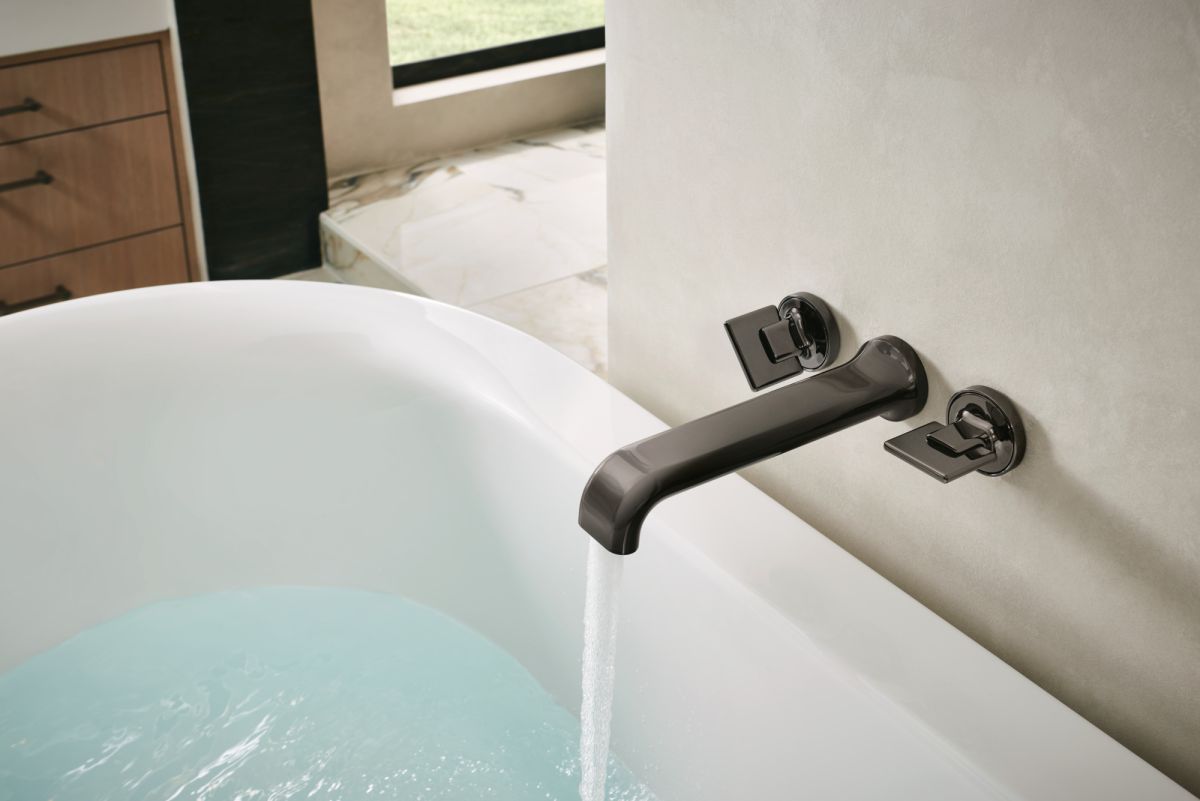 BRIZO Allaria Two-Handle Wall Mount Tub Filler - Less Handles — Brilliance Black Onyx