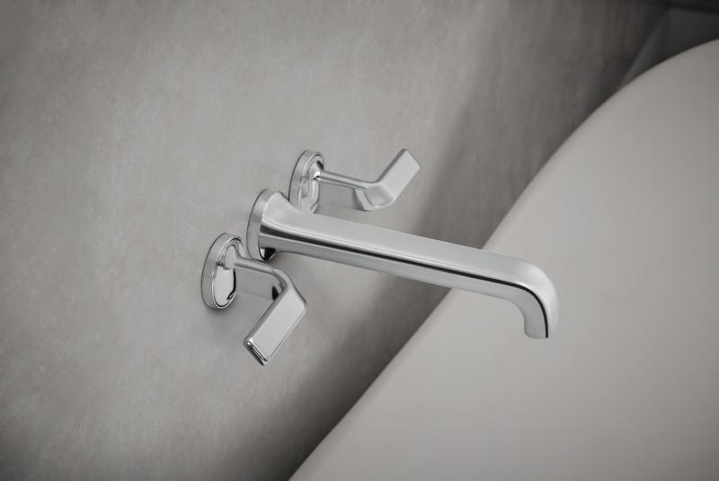 BRIZO Allaria Two-Handle Wall Mount Tub Filler Twist Lever Handle Kit — Chrome