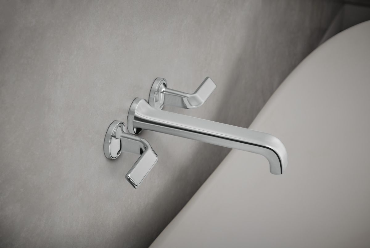 BRIZO Allaria Two-Handle Wall Mount Tub Filler Twist Lever Handle Kit — Chrome