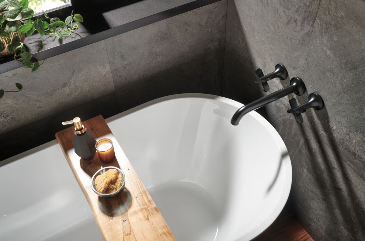 BRIZO Jason Wu for BRIZO Two-Handle Wall Mount Tub Filler - Less Handles — Matte Black