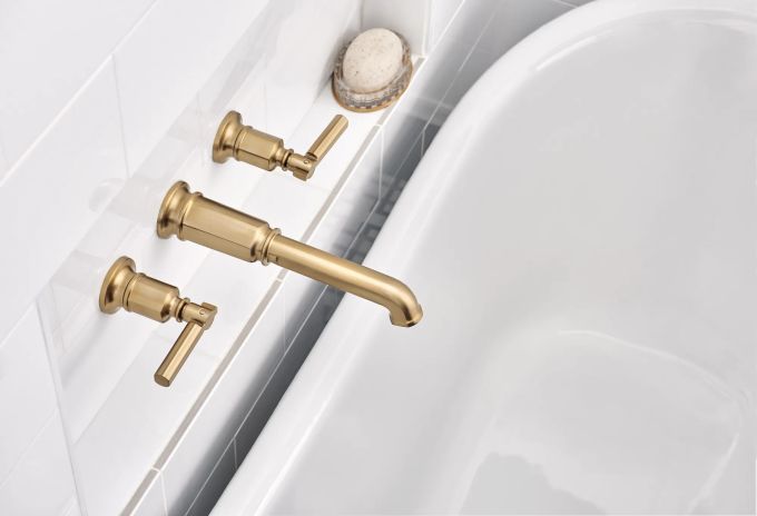BRIZO Invari Two-Handle Wall Mount Tub Filler - Less Handles — Luxe Gold