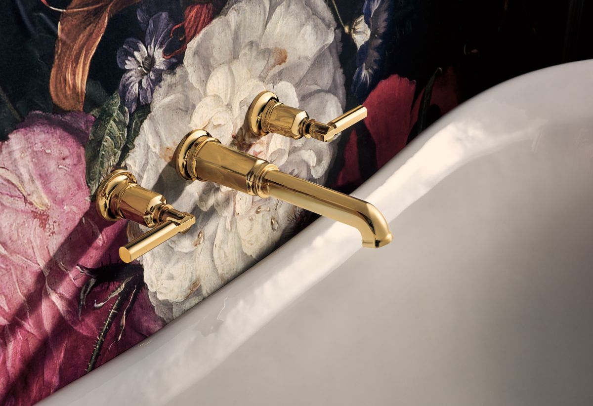 BRIZO Invari Two-Handle Wall Mount Tub Filler - Less Handles — Polished Gold