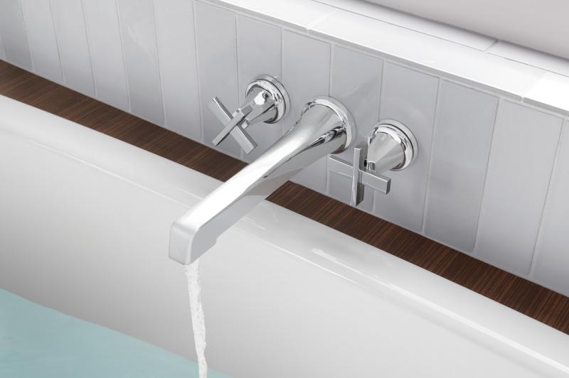 BRIZO Levoir Two-Handle Wall Mount Tub Filler Cross Handle Kit — Chrome