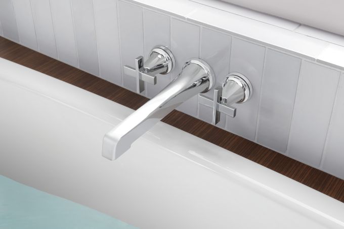 BRIZO Levoir Two-Handle Wall Mount Tub Filler - Less Handles — Chrome