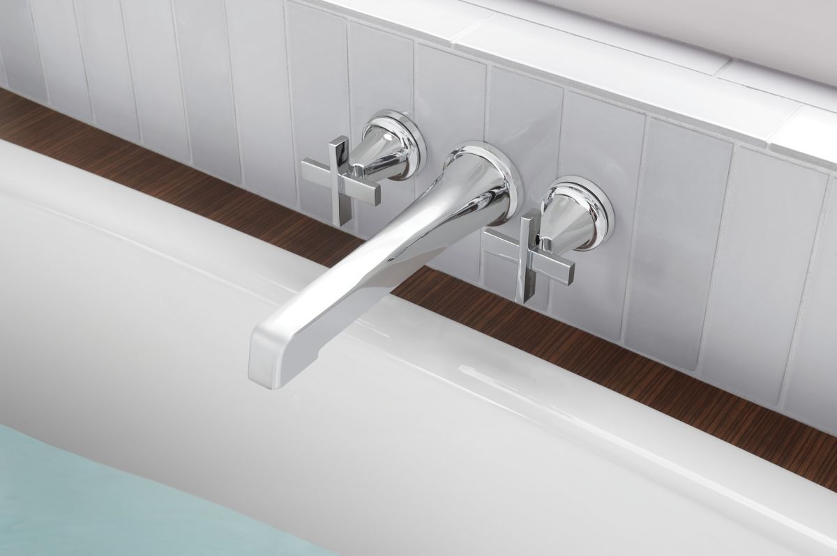 BRIZO Levoir Two-Handle Wall Mount Tub Filler Cross Handle Kit — Chrome