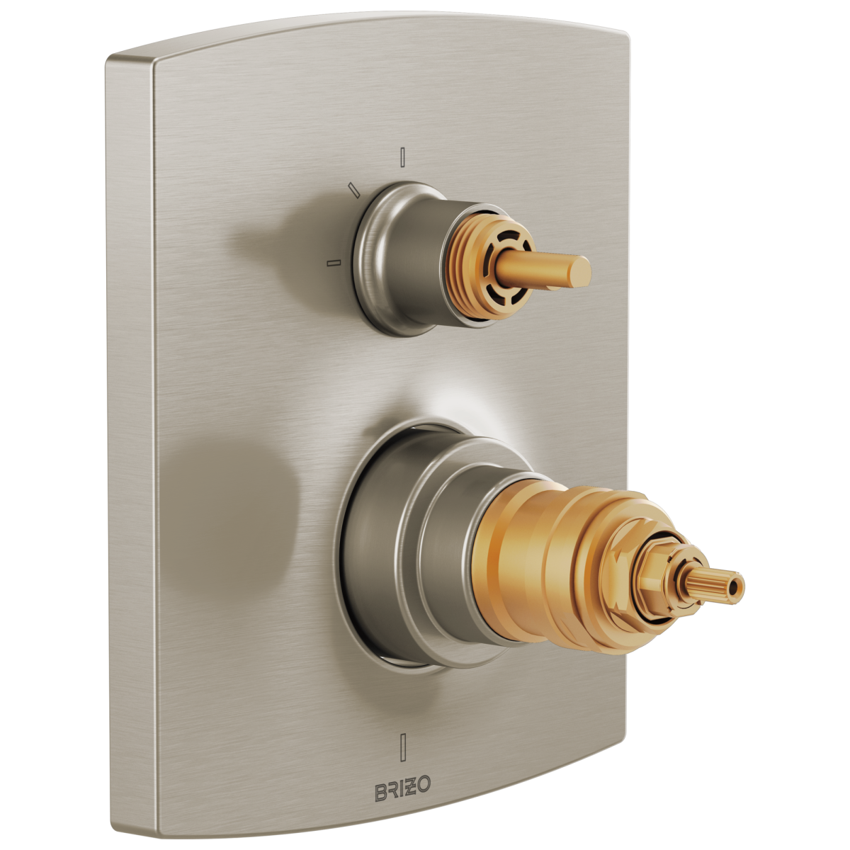 BRIZO Kintsu TempAssure Thermostatic Valve with Integrated 3-Function Diverter Trim - Less Handles — Luxe Nickel