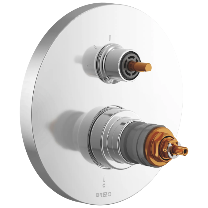 BRIZO Roccesco TempAssure Thermostatic Valve with Integrated 3-Function Diverter Trim - Less Handles — Chrome
