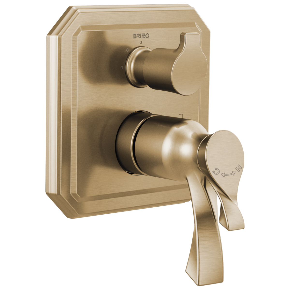 BRIZO Virage TempAssure Thermostatic Valve with Integrated 3-Function Diverter Trim — Luxe Gold