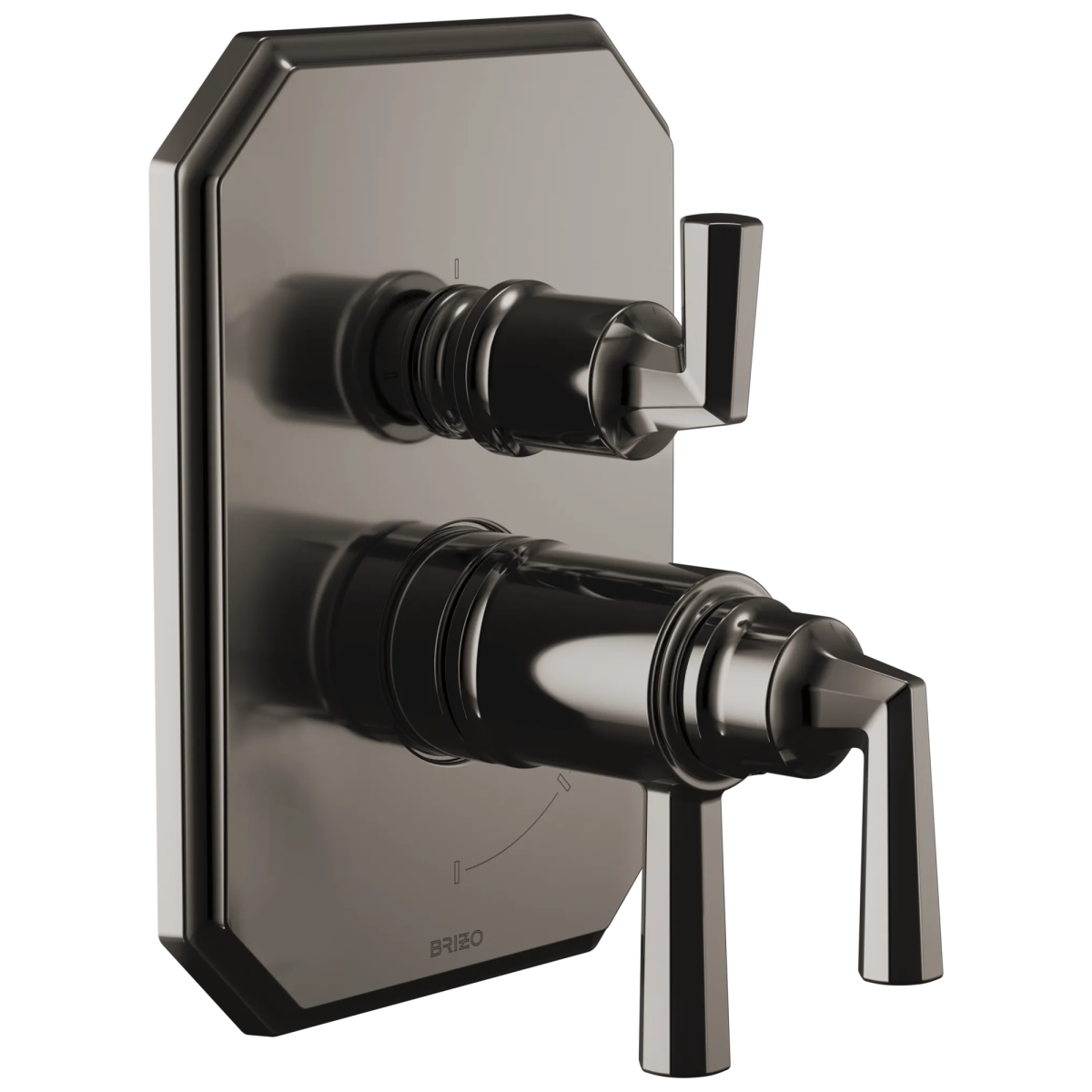 BRIZO Beauclere TempAssure Thermostatic Valve with Integrated 3-Function Diverter Trim — Brilliance Black Onyx