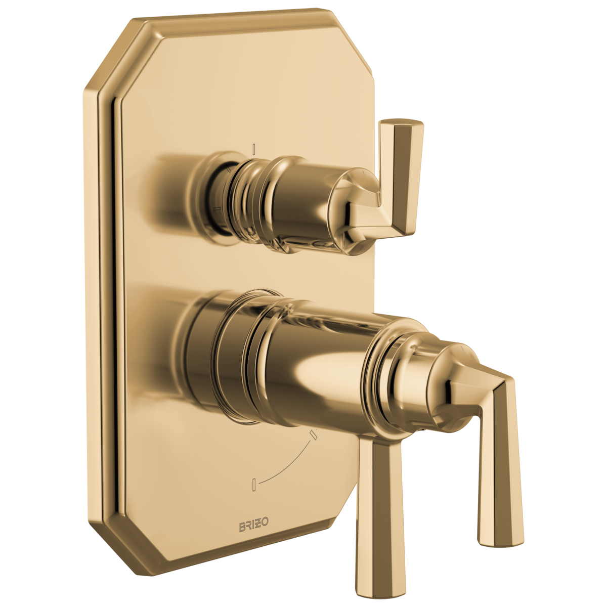 BRIZO Beauclere TempAssure Thermostatic Valve with Integrated 3-Function Diverter Trim — Polished Gold