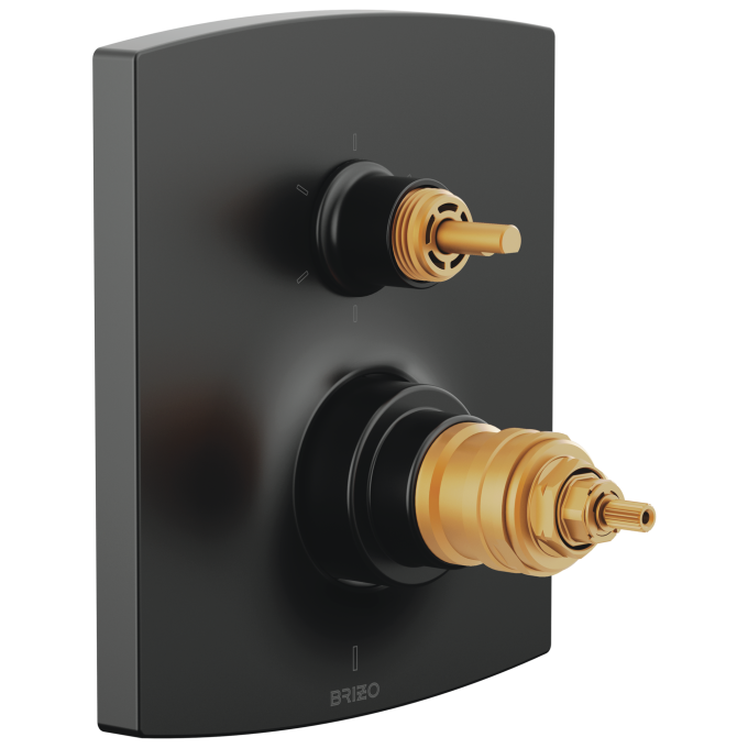 BRIZO Kintsu TempAssure Thermostatic Valve Trim with Integrated 6-Function Diverter Trim - Less Handles — Matte Black