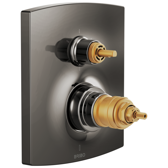 BRIZO Kintsu TempAssure Thermostatic Valve with Integrated 6-Function Diverter Trim - Less Handles — Brilliance Black Onyx