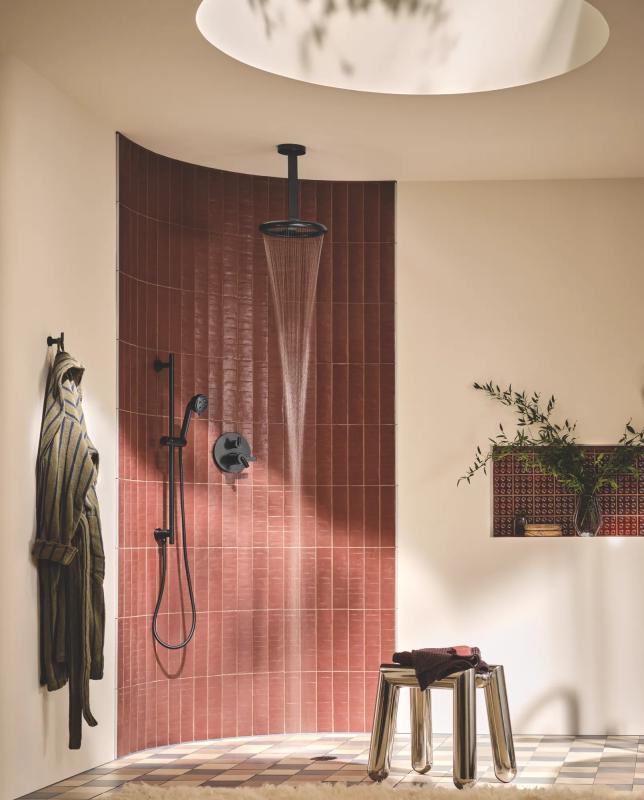 BRIZO Roccesco TempAssure Thermostatic Valve with Integrated 6-Function Diverter Trim - Less Handles — Matte Black
