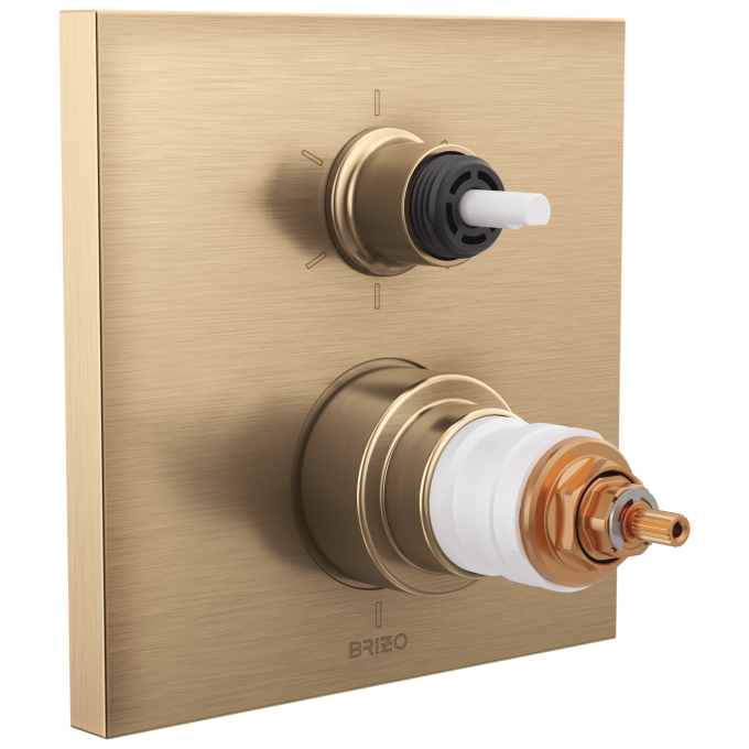 BRIZO Frank Lloyd Wright TempAssure Thermostatic Valve with 6-Function Integrated Diverter Trim - Less Handles — Luxe Gold