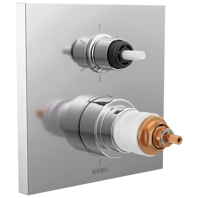 BRIZO Frank Lloyd Wright TempAssure Thermostatic Valve with 6-Function Integrated Diverter Trim - Less Handles — Chrome