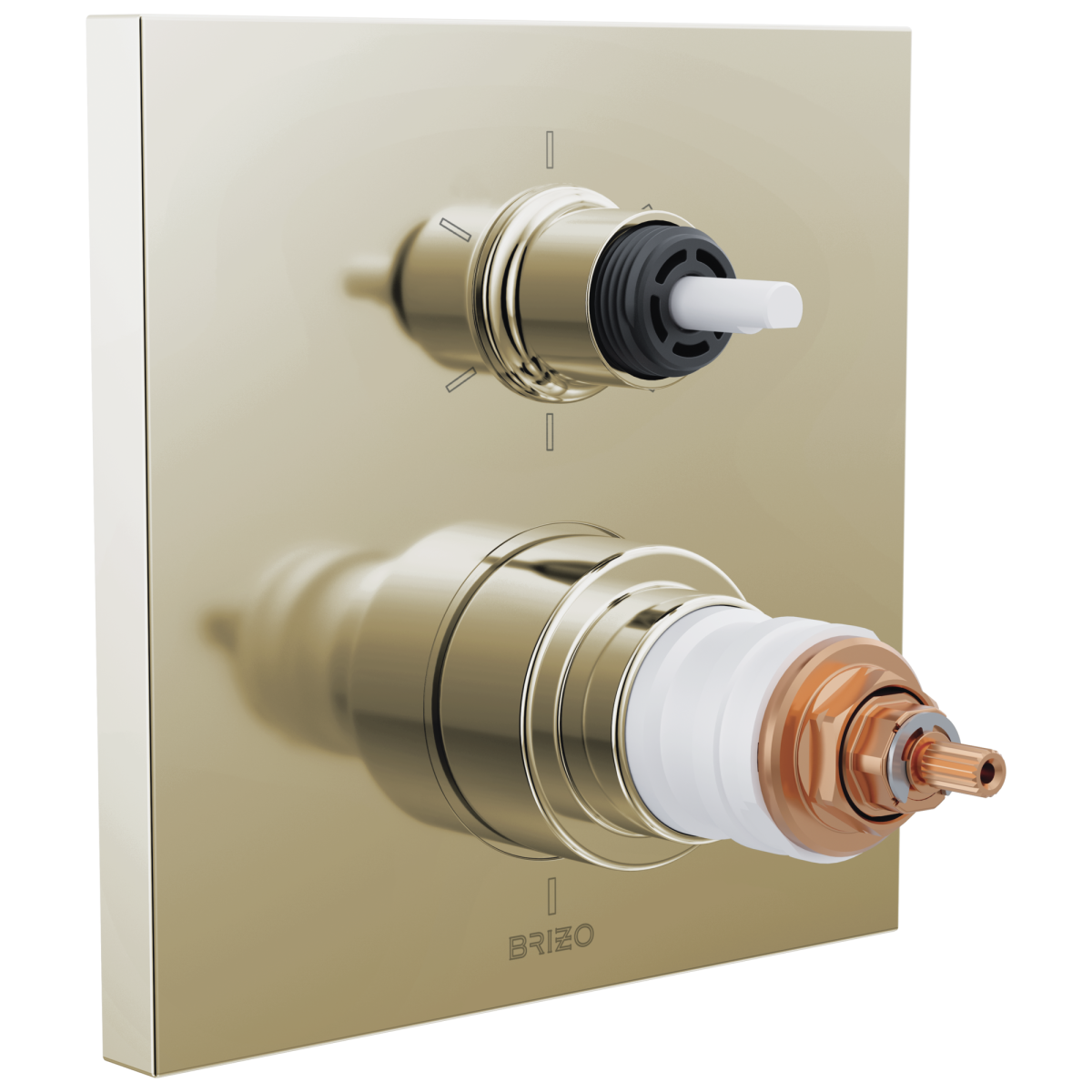 BRIZO Frank Lloyd Wright TempAssure Thermostatic Valve with 6-Function Integrated Diverter Trim - Less Handles — Polished Nickel