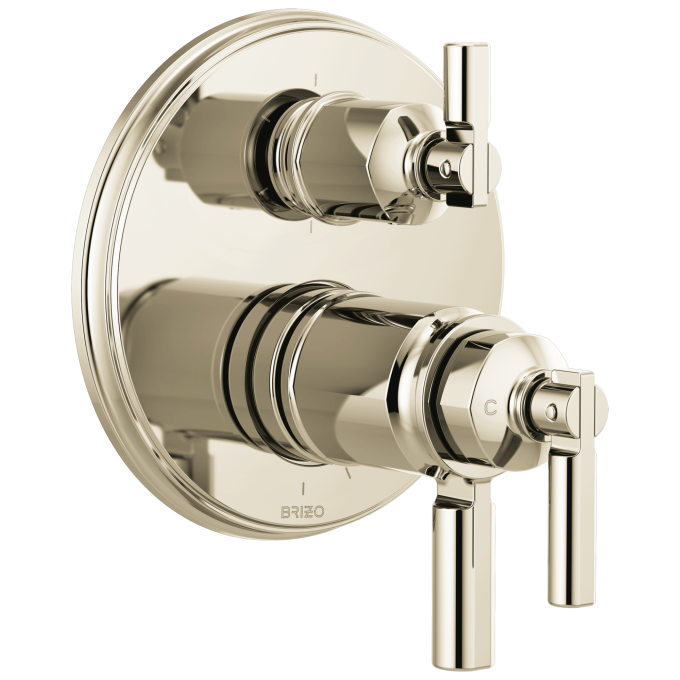 BRIZO Invari Tempassure Thermostatic Valve With Integrated 6-Function Diverter Trim — Polished Nickel