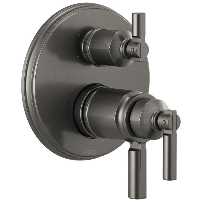 BRIZO Invari Tempassure Thermostatic Valve With Integrated 6-Function Diverter Trim — Luxe Steel