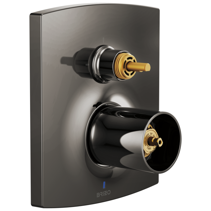 BRIZO Kintsu Pressure Balance Valve with Integrated 3-Function Diverter Trim - Less Handles — Brilliance Black Onyx