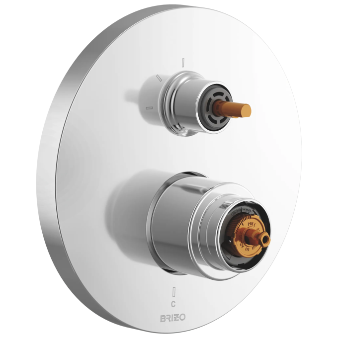 BRIZO Roccesco Pressure Balance Valve with Integrated 3-Function Diverter Trim - Less Handles — Chrome