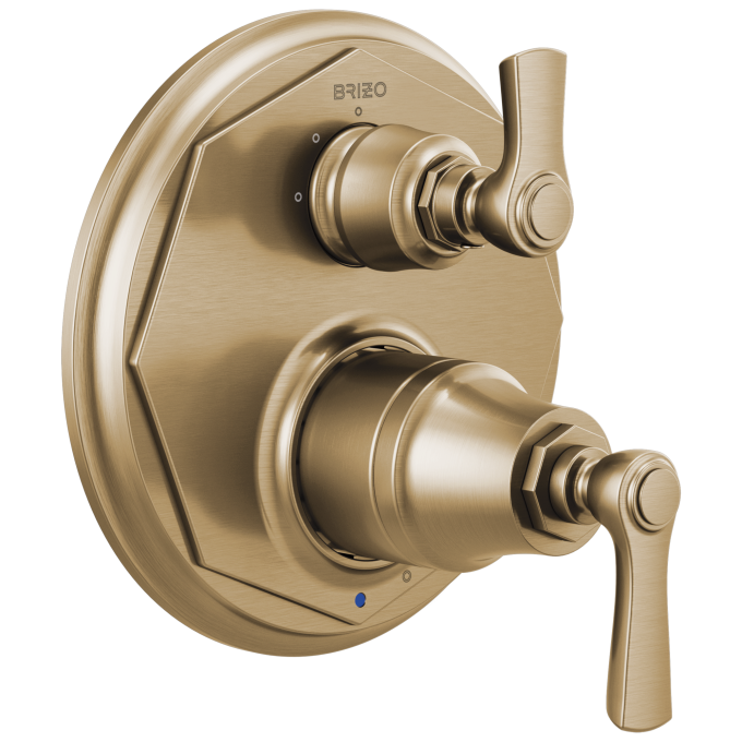 BRIZO Rook Pressure Balance Valve with Integrated 3-Function Diverter Trim — Luxe Gold