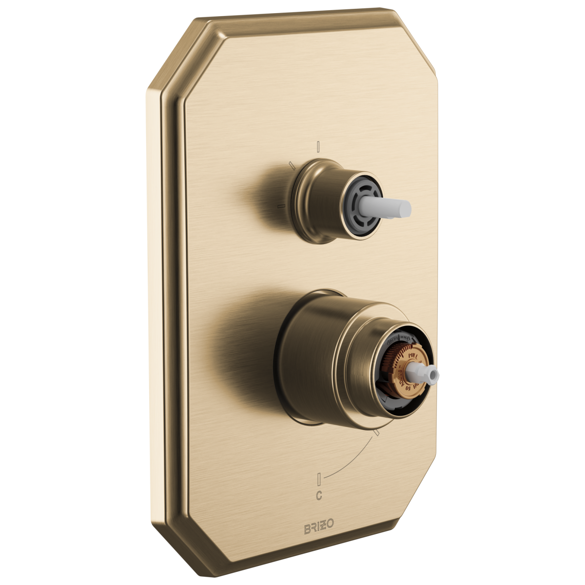 BRIZO Beauclere Pressure Balance Valve with Integrated 3-Function Diverter Trim - Less Handles — Luxe Gold