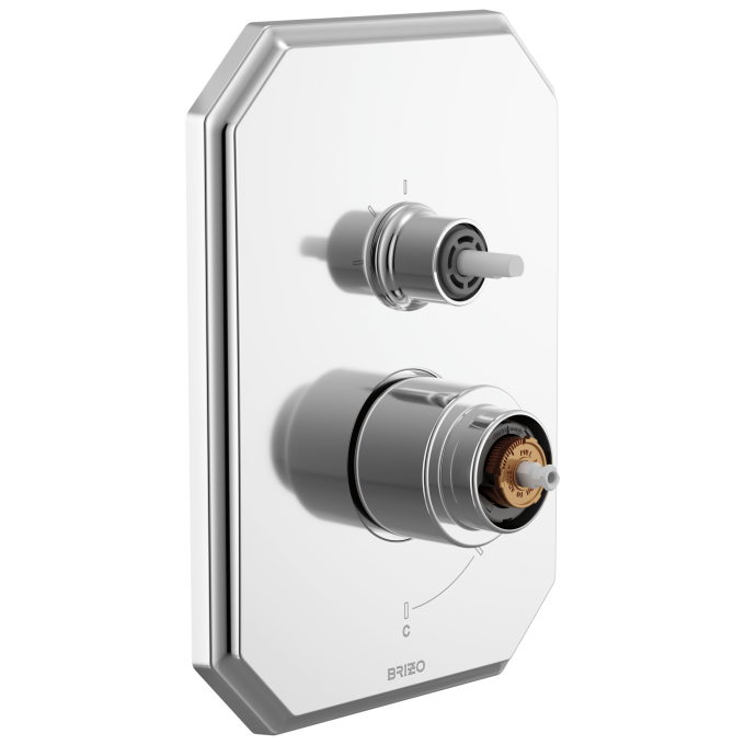 BRIZO Beauclere Pressure Balance Valve with Integrated 3-Function Diverter Trim - Less Handles — Chrome