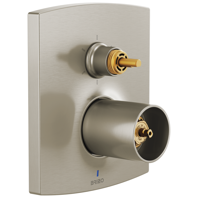 BRIZO Kintsu Pressure Balance Valve with Integrated 6-Function Diverter Trim - Less Handles — Luxe Nickel