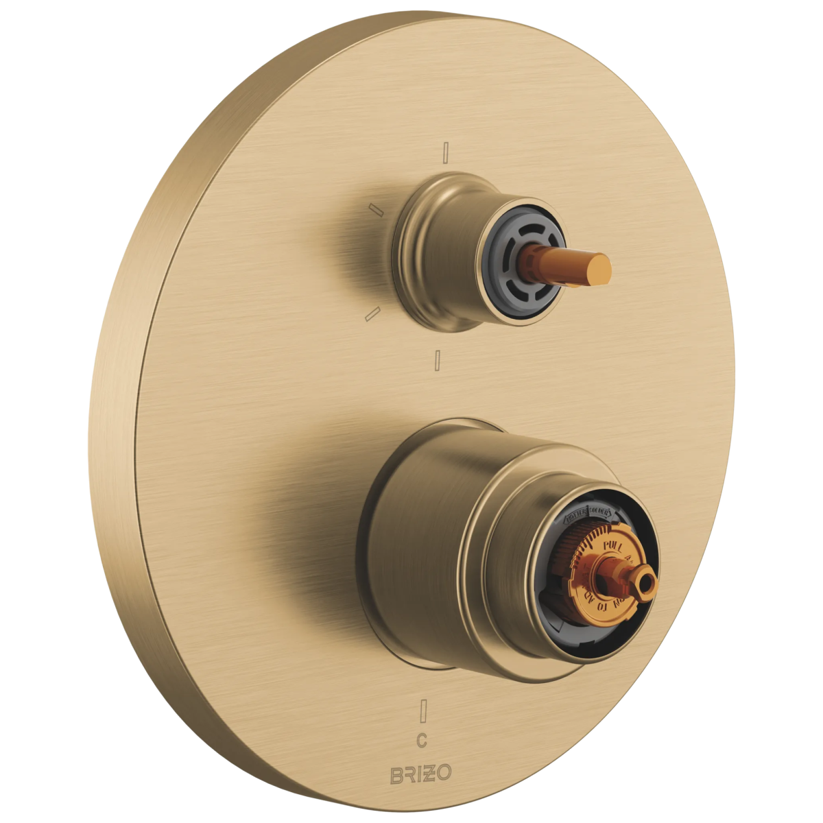BRIZO Roccesco Pressure Balance Valve with Integrated 6-Function Diverter Trim - Less Handles — Luxe Gold
