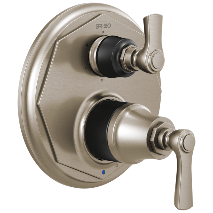 BRIZO Rook Pressure Balance Valve with Integrated 6-Function Diverter Trim — Luxe Nickel  /Matte Black