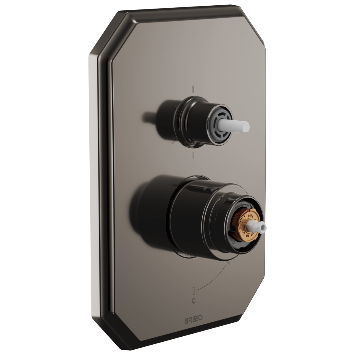 BRIZO Beauclere Pressure Balance Valve with Integrated 6-Function Diverter Trim - Less Handles — Brilliance Black Onyx