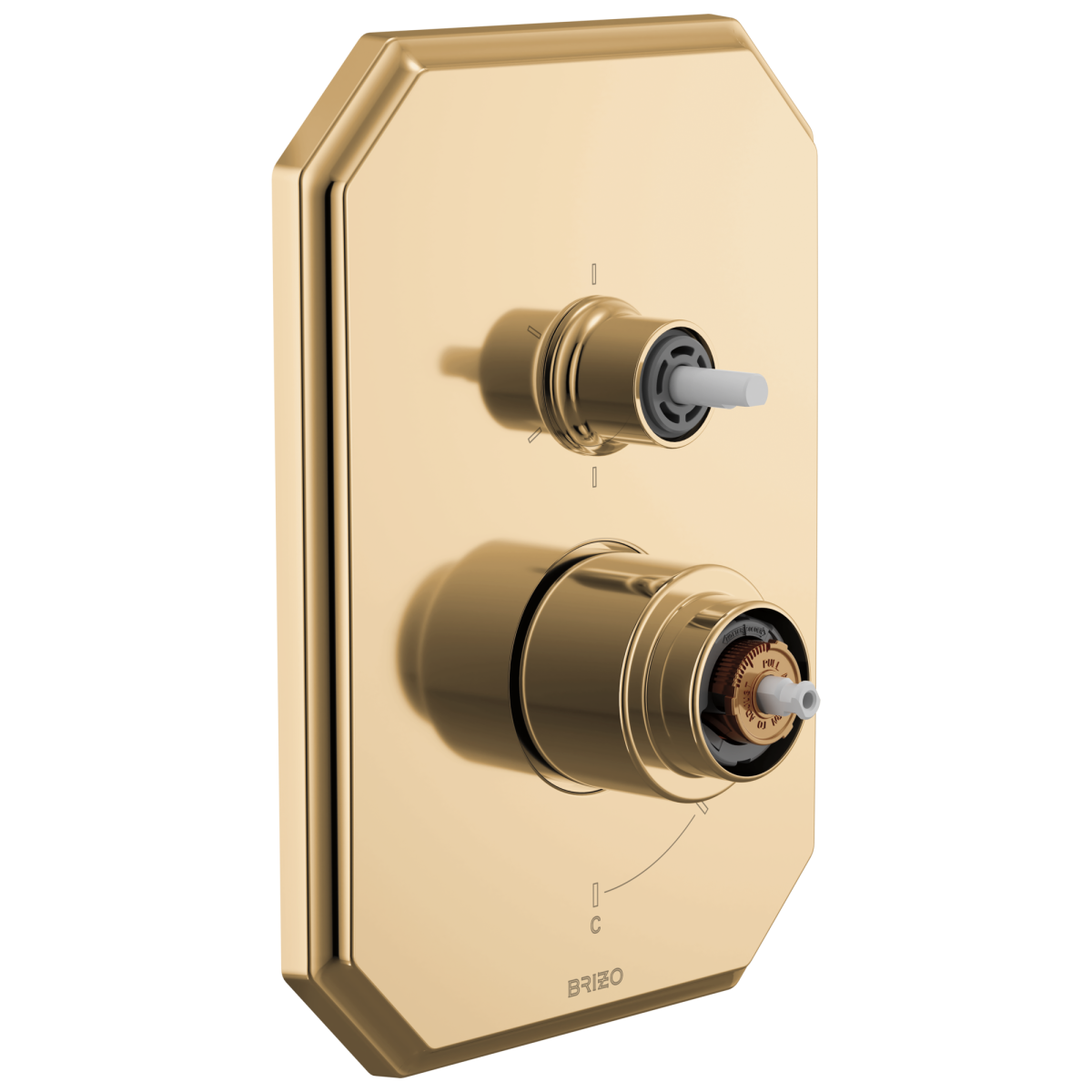 BRIZO Beauclere Pressure Balance Valve with Integrated 6-Function Diverter Trim - Less Handles — Polished Gold