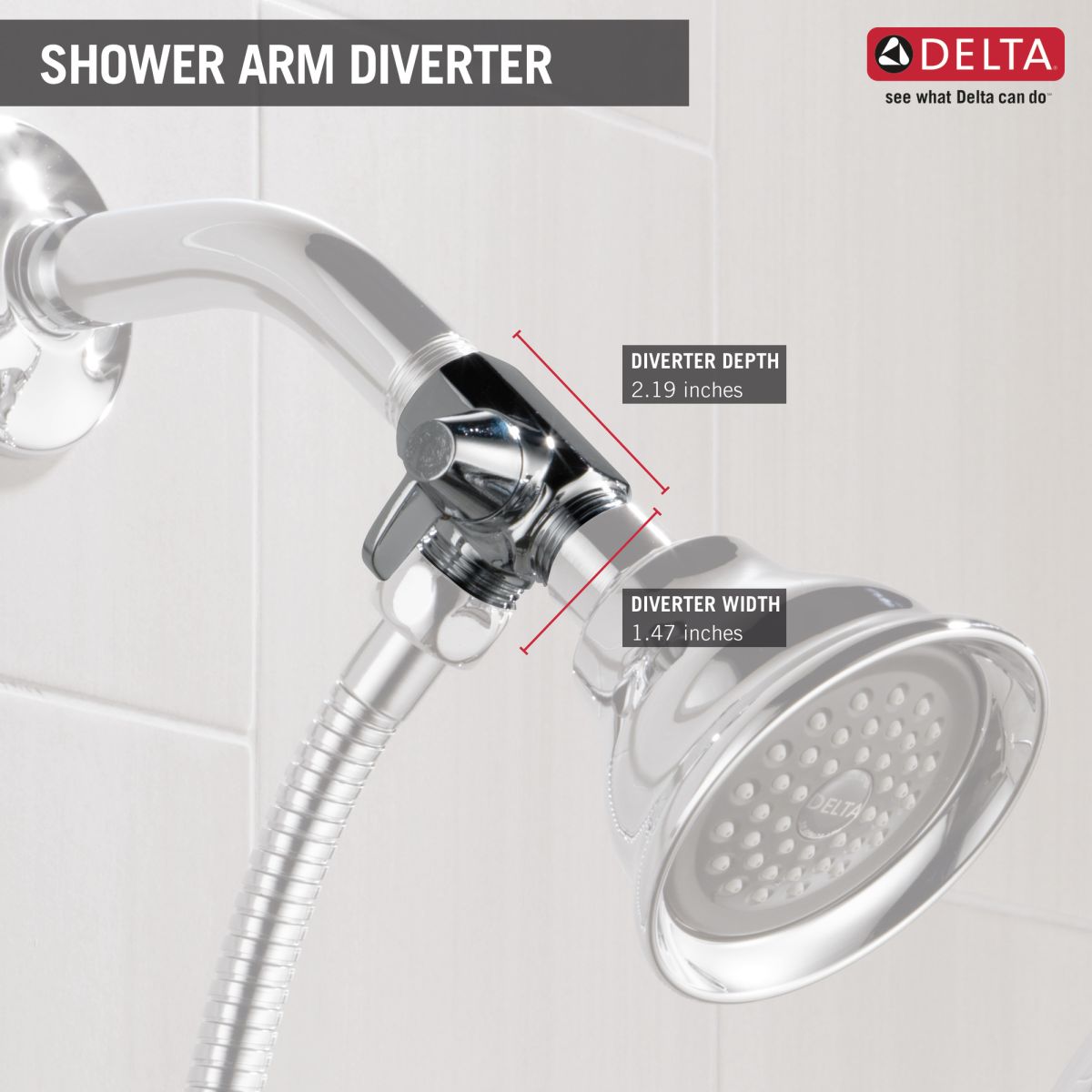 DELTA Universal Showering Components Shower Arm Diverter for Hand Shower — Chrome
