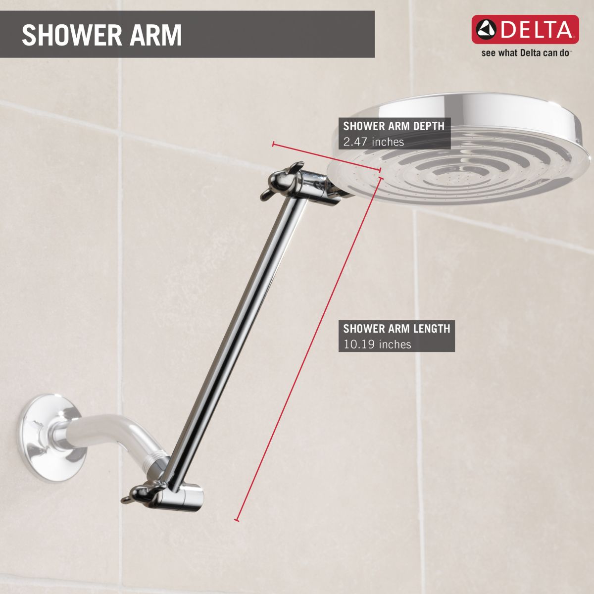 DELTA Universal Showering Components Adjustable Shower Arm — Chrome