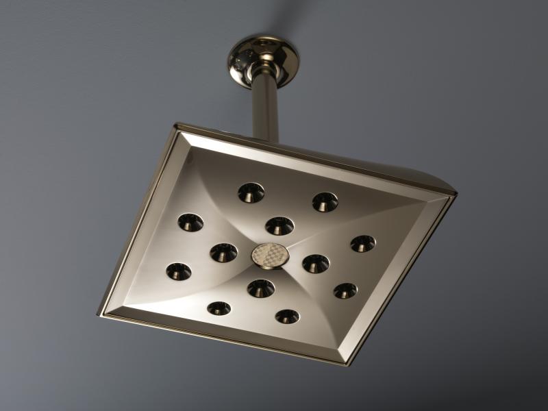 BRIZO Essential Shower 6" Ceiling Mount Shower Arm And Square Flange — Polished Nickel